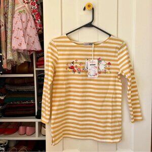 NWT Cath Kidston x Moomin Boat Neck Breton Yellow Top Blouse Shirt Size XS